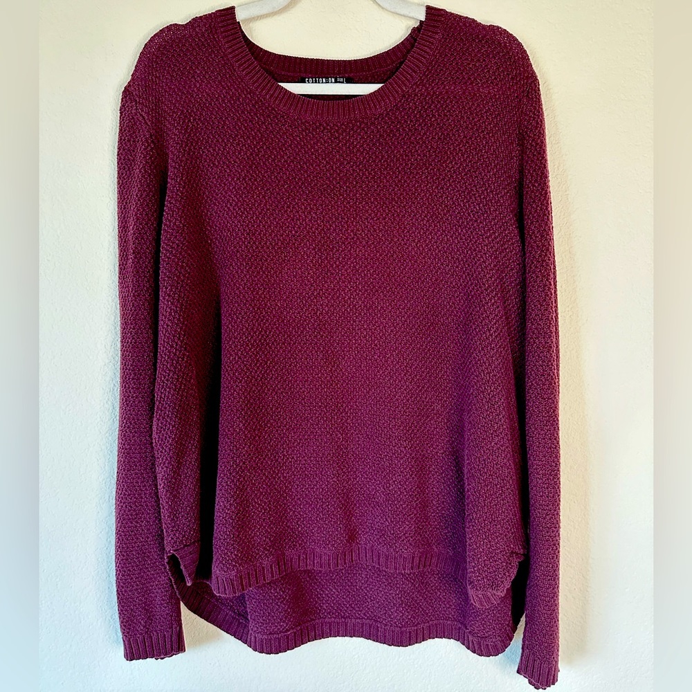 Cotton On Burgundy 100% Cotton Sweater (Large)